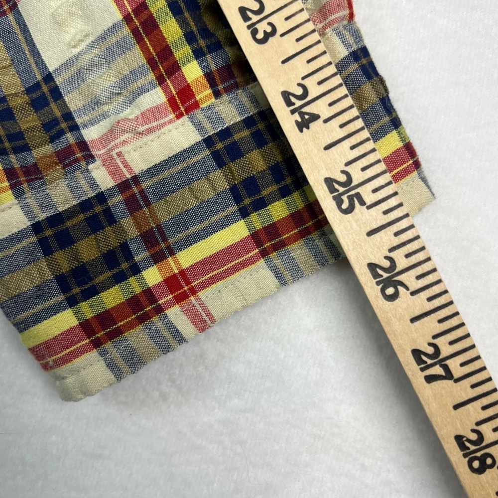 Mecca Mens XL Plaid Button Down Shirt Long Sleeve Textured Seersucker Red Y2K - Picture 6 of 7